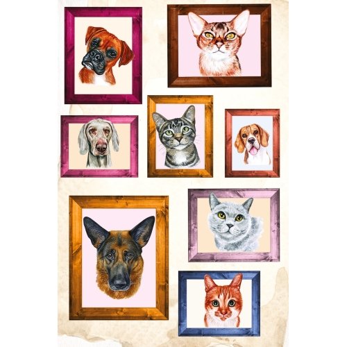 Postcard #2359 | Cats and Dogs Family