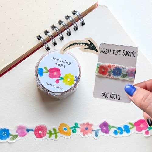Washi Tape Sample, 1 meter: Flowers