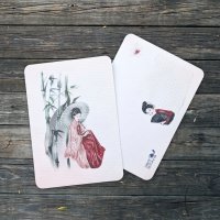 Textured Paper Postcard: Geisha