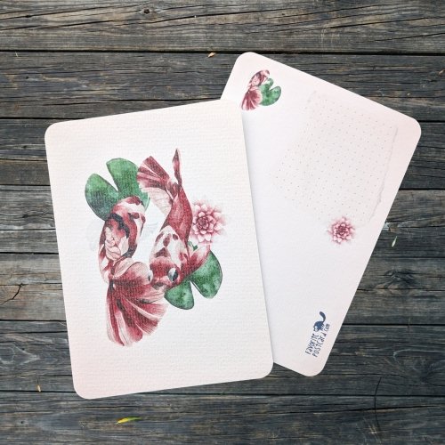 Textured Paper Postcard: Koi Fish