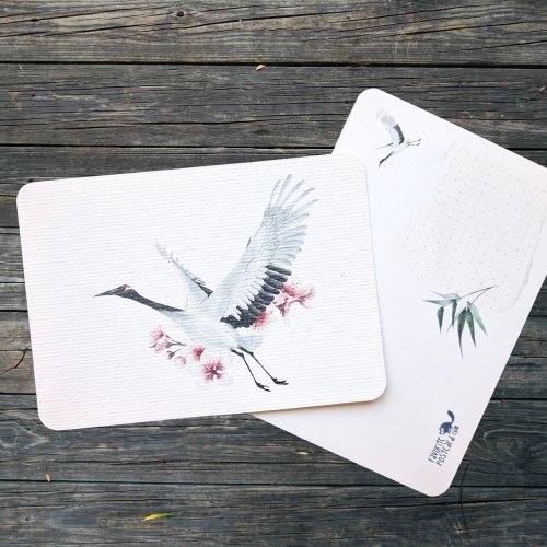 Textured Paper Postcard: Crane