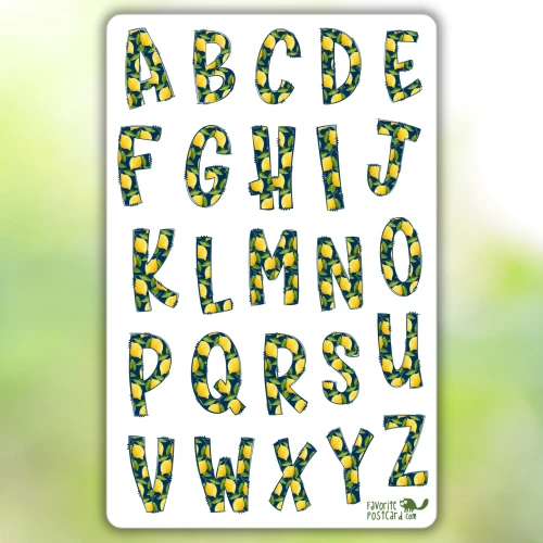 Sticker sheet #292: Lemon Alphabet