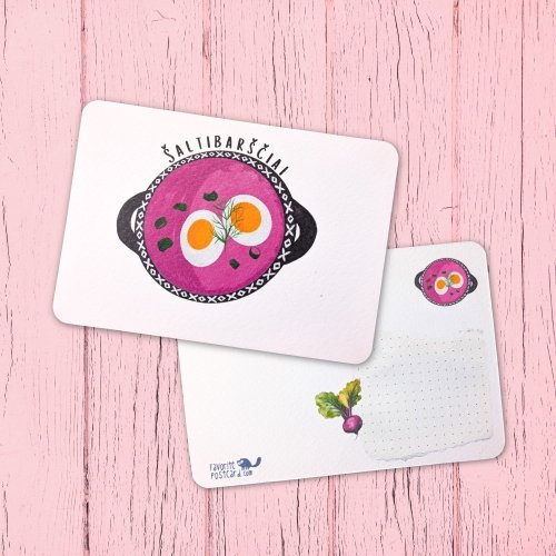 Textured Paper Postcard: Šaltibarščiai | Pink Soup
