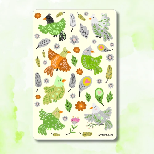 Sticker sheet: Folk Birds