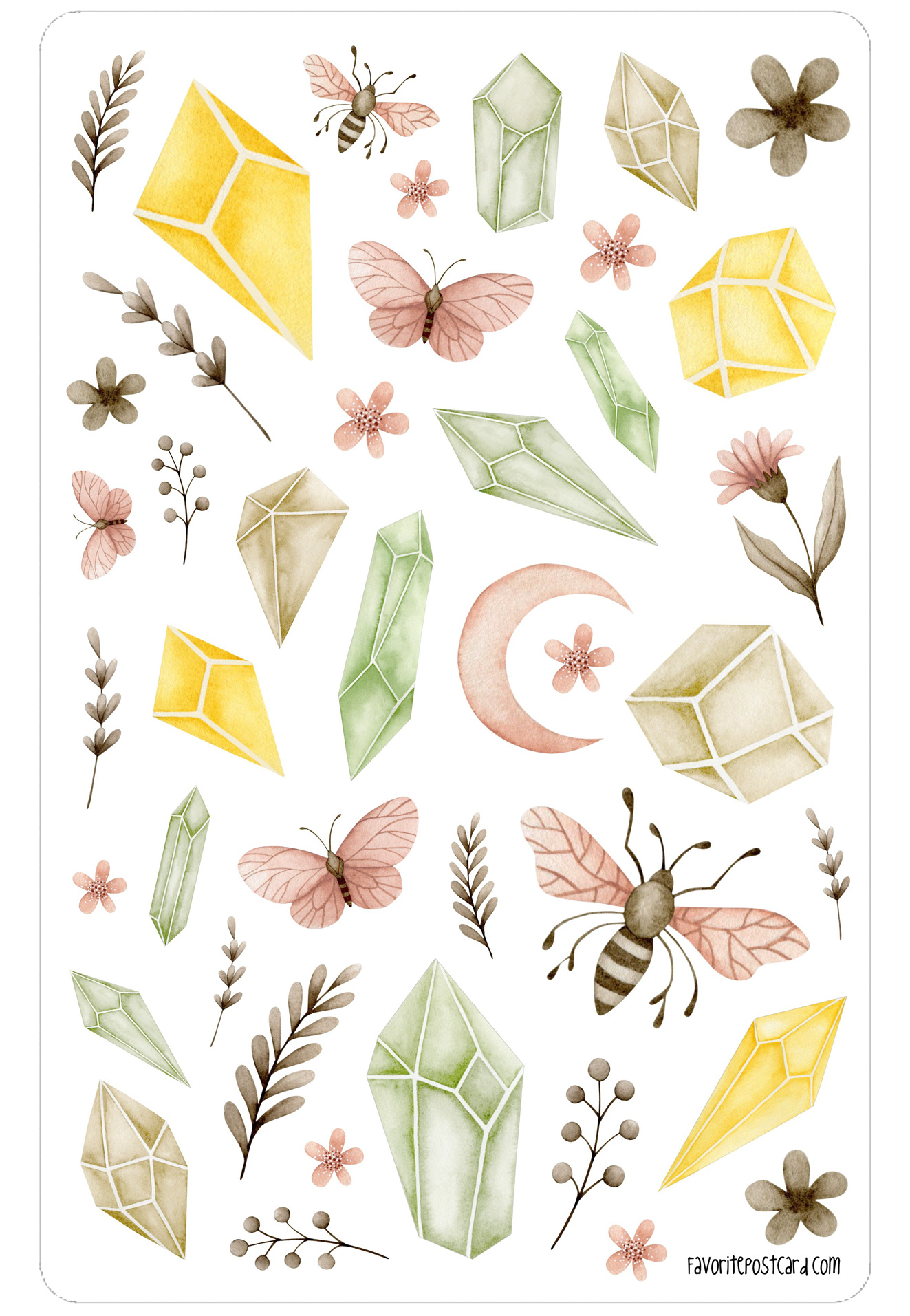 Sticker sheet: Crystals and Moths - Image 2