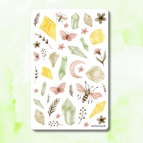 Sticker sheet: Crystals and Moths