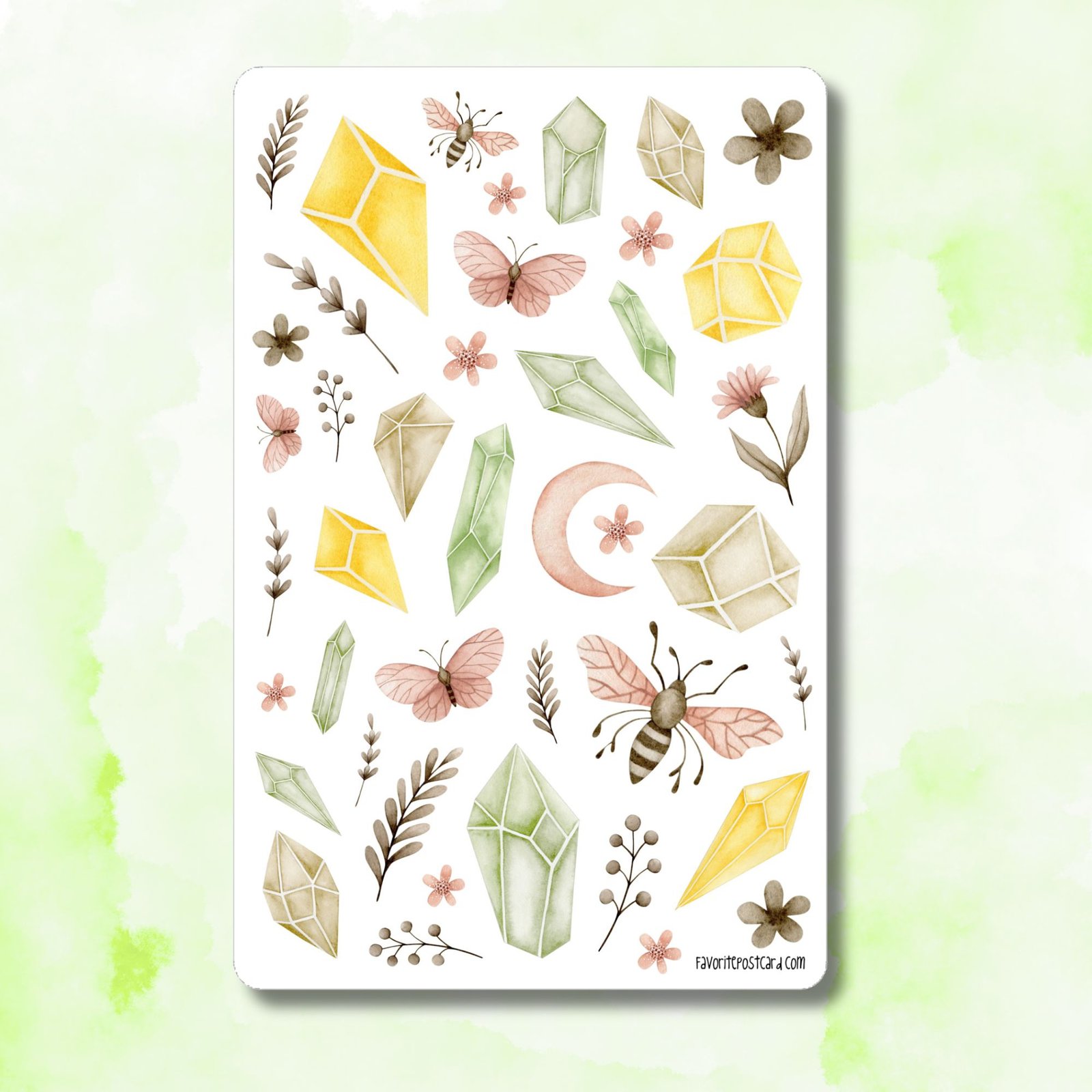 Sticker sheet: Crystals and Moths