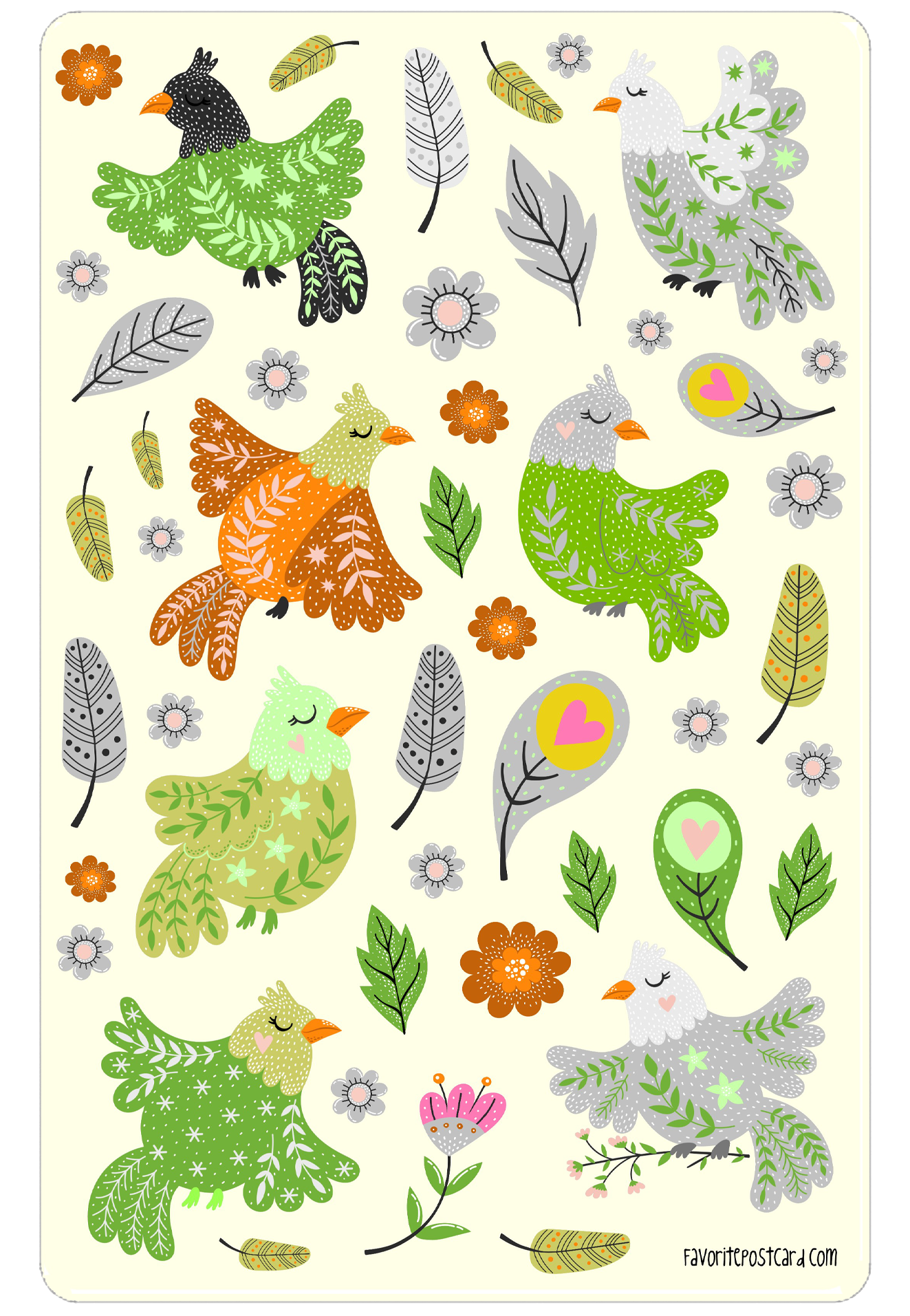 Sticker sheet: Folk Birds - Image 2