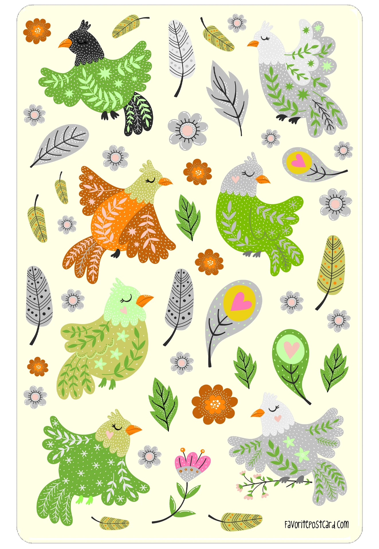 Sticker sheet: Folk Birds - Image 2