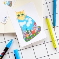 Textured Paper Postcard: City Cat - Image 3