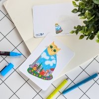 Textured Paper Postcard: City Cat - Image 4