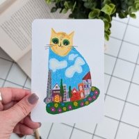 Textured Paper Postcard: City Cat