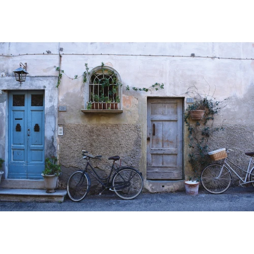 Postcard #2421 | Blue Doors and Bicycles