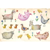 Postcard #2406 | Farm Animals