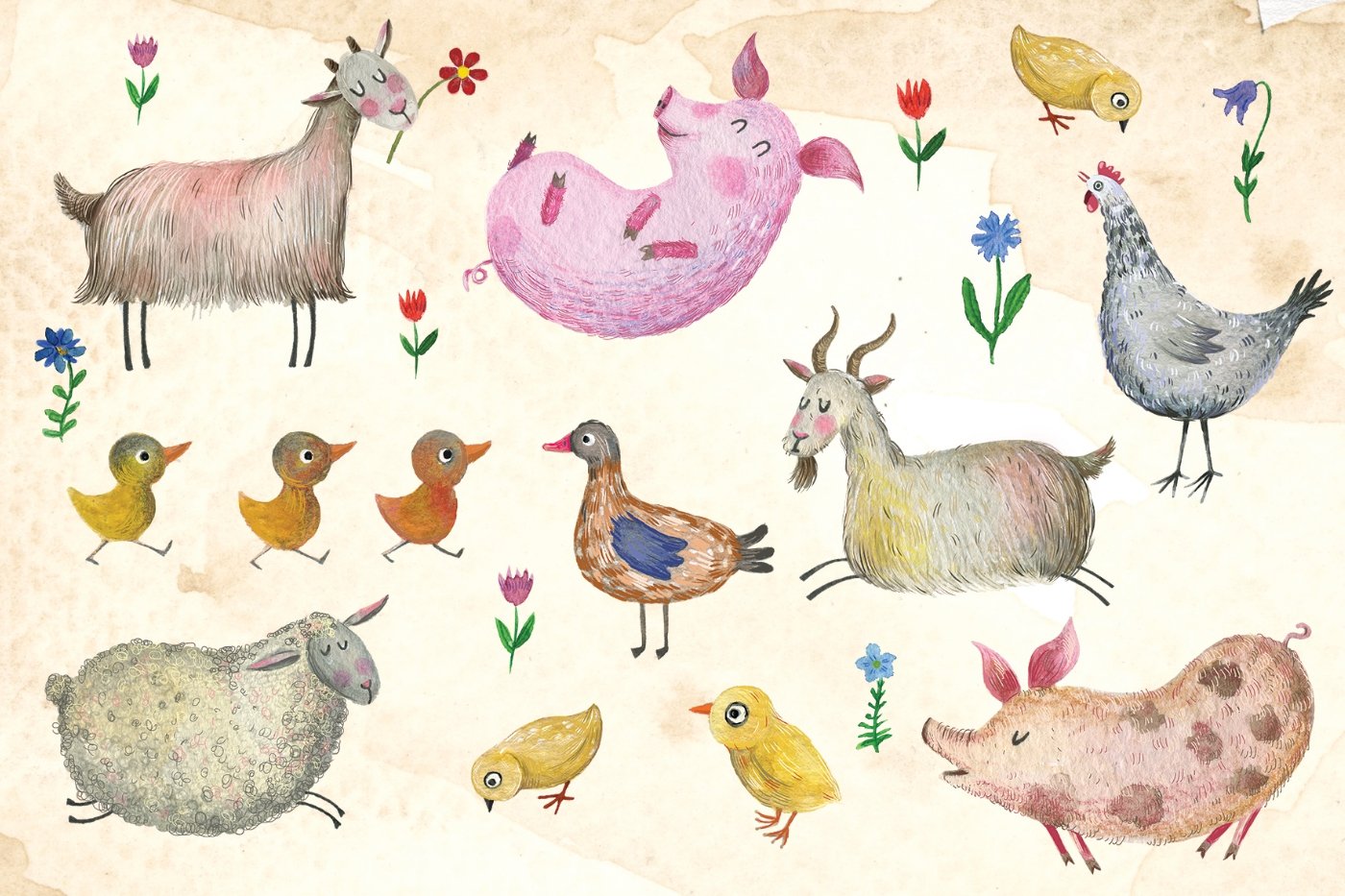 Postcard #2406 | Farm Animals