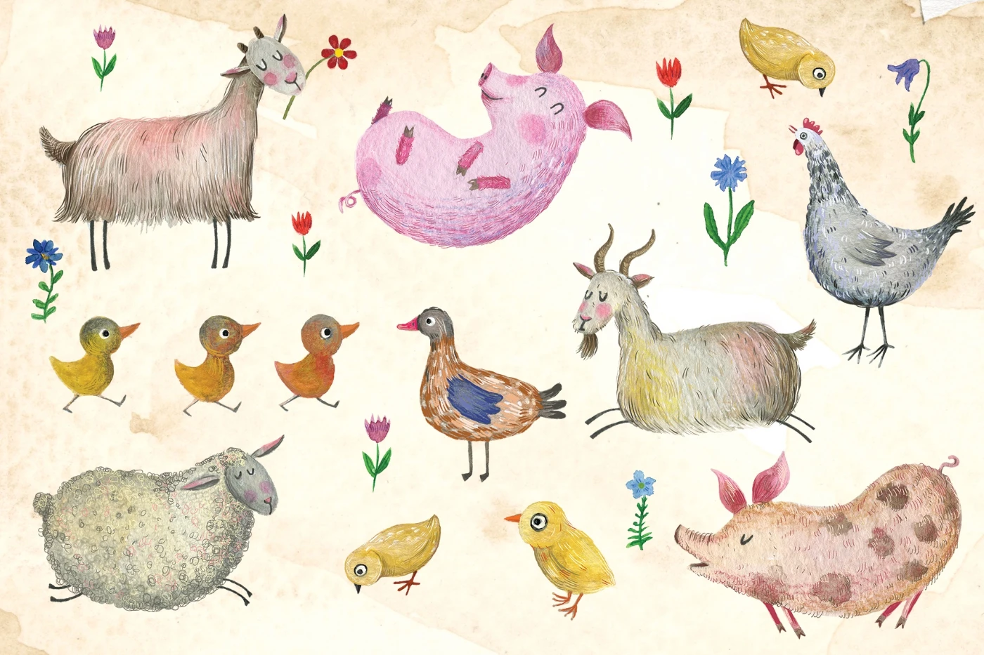 Postcard #2406 | Farm Animals
