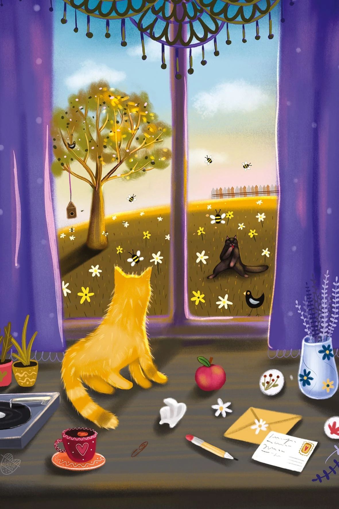 Postcard #2425 | Cat Marluki and The Neighbor's Cat