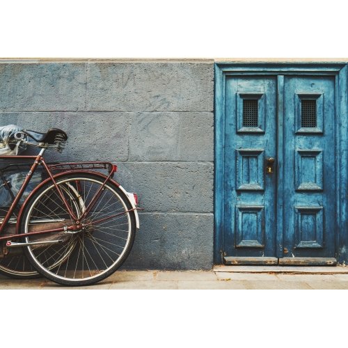 Postcard #2423 | Blue Door and Bicycle