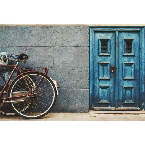Postcard #2423 | Blue Door and Bicycle