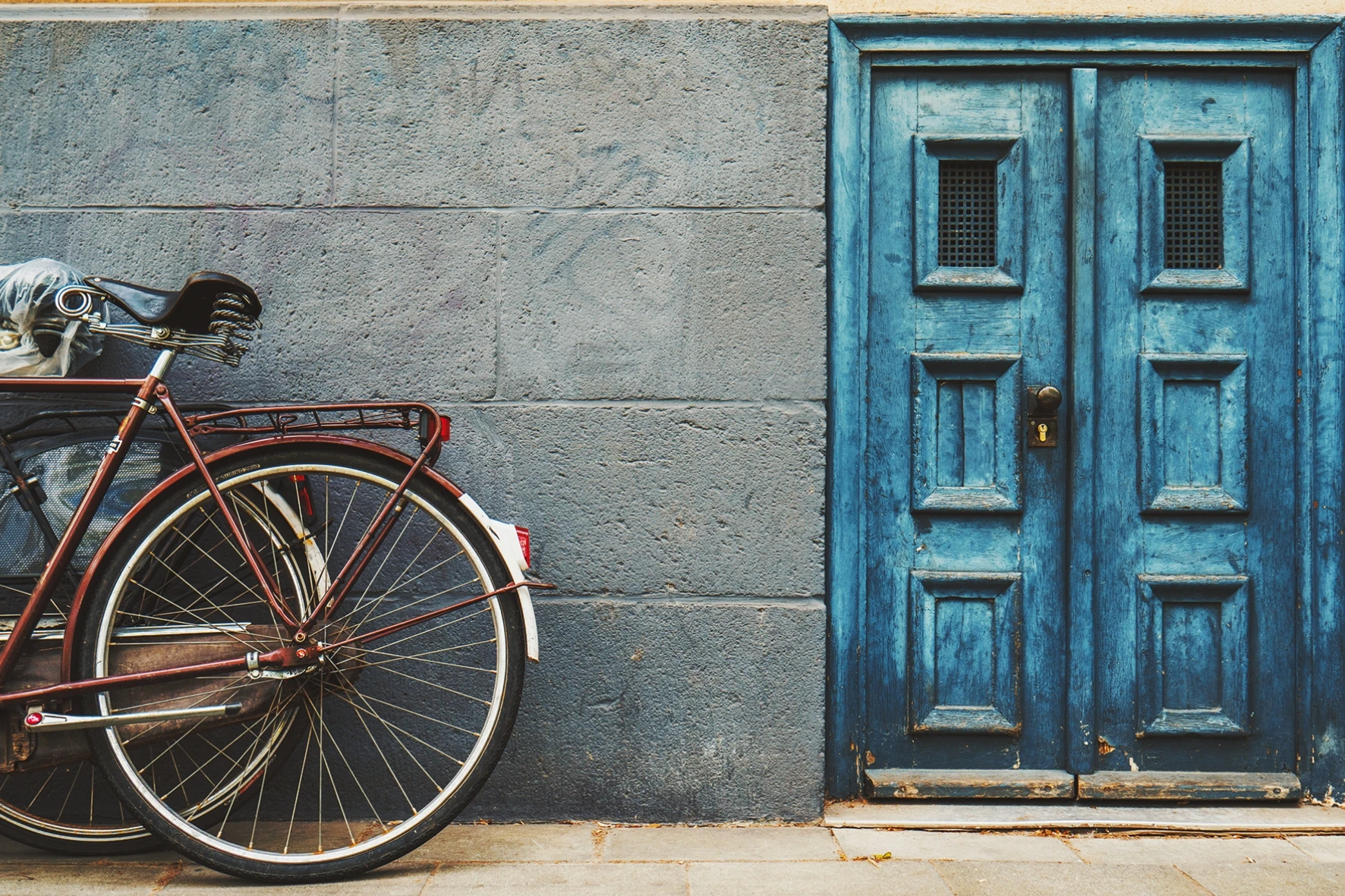 Postcard #2423 | Blue Door and Bicycle