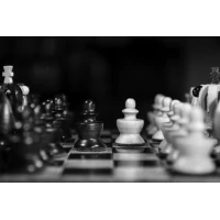 Postcard #2402 | Chess Game Black and White