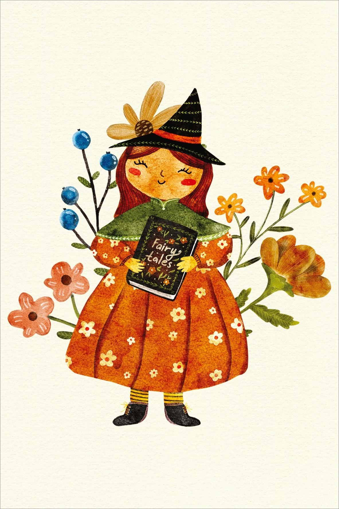 Postcard #2458: Little Witch with Fairy Tales