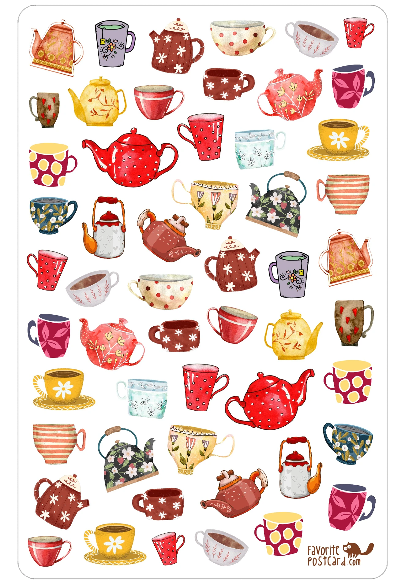 Tiny Postcard Stickers | Tea - Image 2