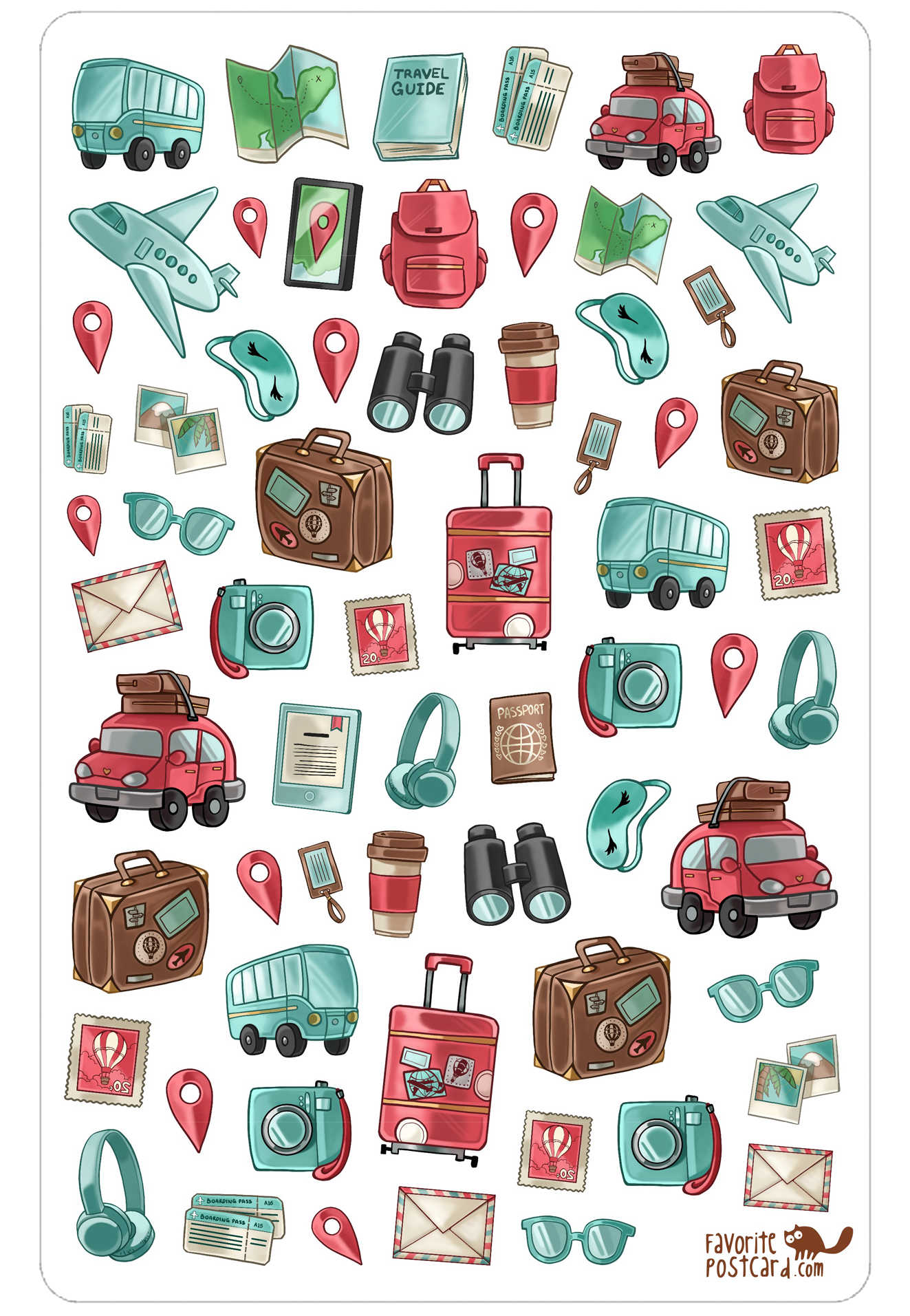 Tiny Postcard Stickers | Traveling - Image 2