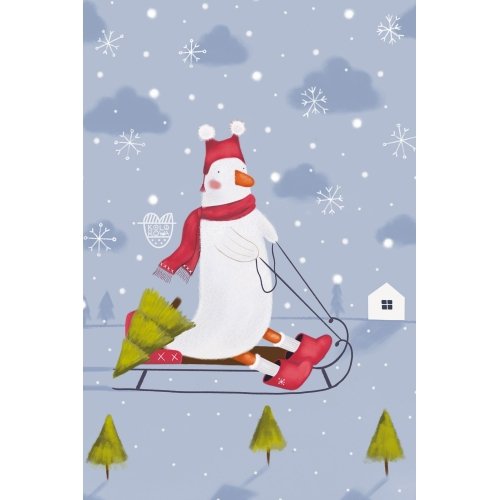 Postcard #2475: Winter Goose Sledding