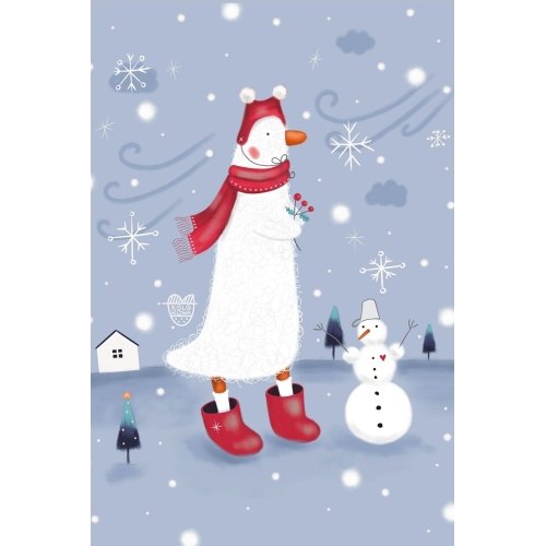 Postcard #2477: Winter Goose and Snowman