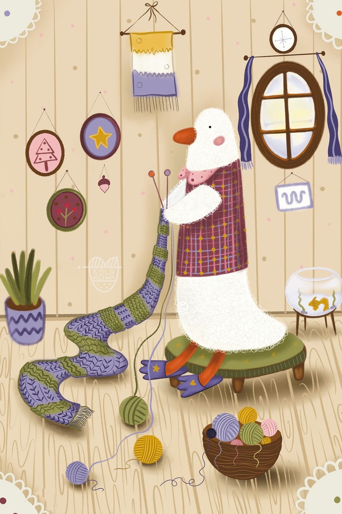 Postcard #2487: Cozy Goose Knitting
