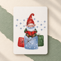 Textured Paper Postcard: Christmas Reading Gnome