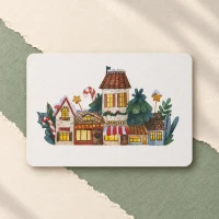 Textured Paper Postcard: Christmas Village