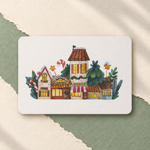 Textured Paper Postcard: Christmas Village