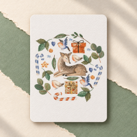Textured Paper Postcard: Christmas Woodland Deer