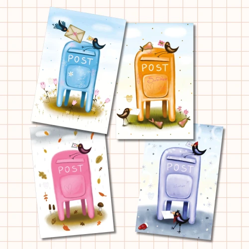 Postbox Through the Seasons | 4 Postcard Set